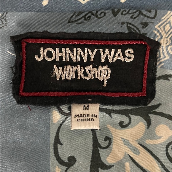 Johnny Was Workshop Bandana Patched Denim Jean Jacket Embroidered Silk Medium - Picture 12 of 13